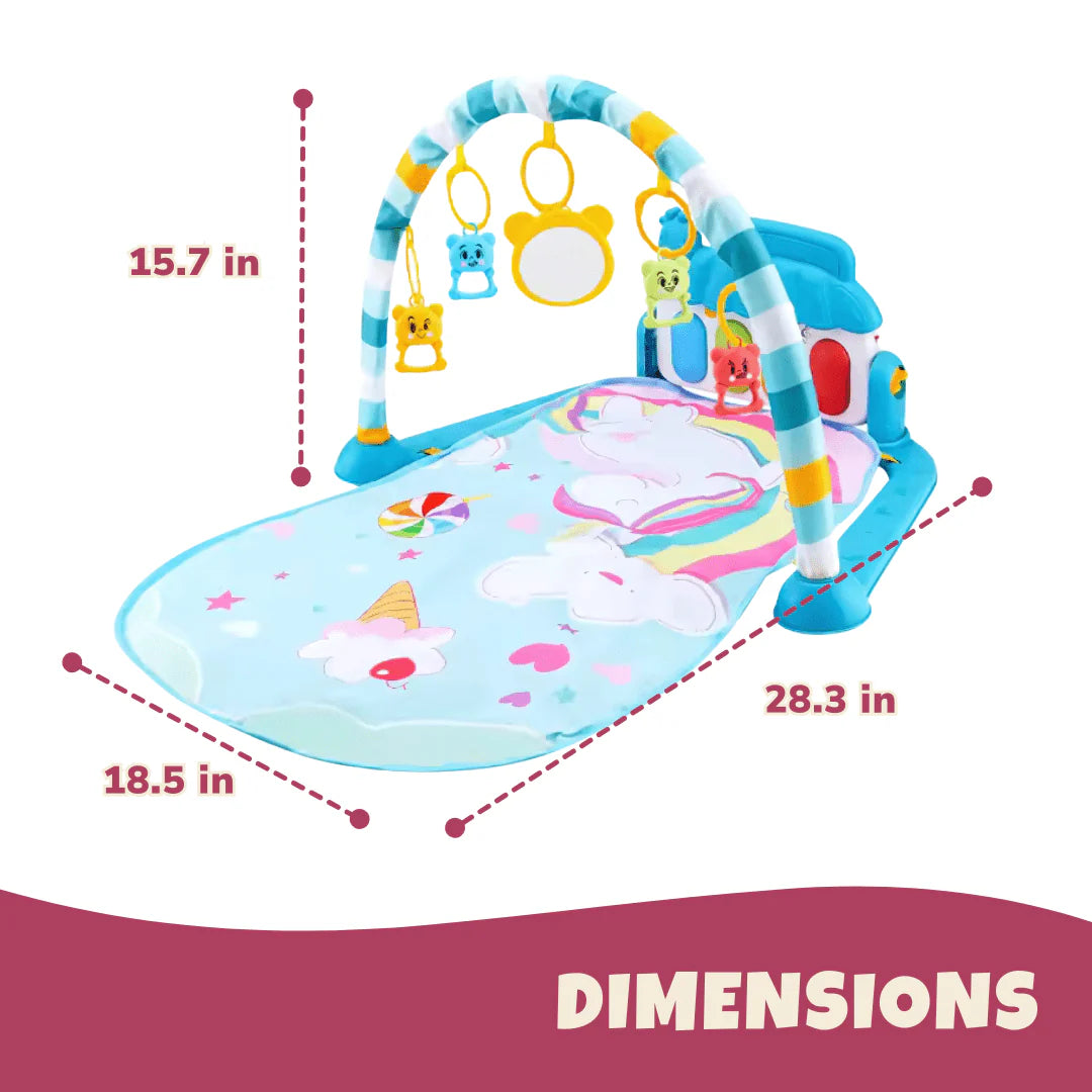 Baby Activity Gym with Kick Piano, Hanging Toys 0-36 Months Blue/Pink