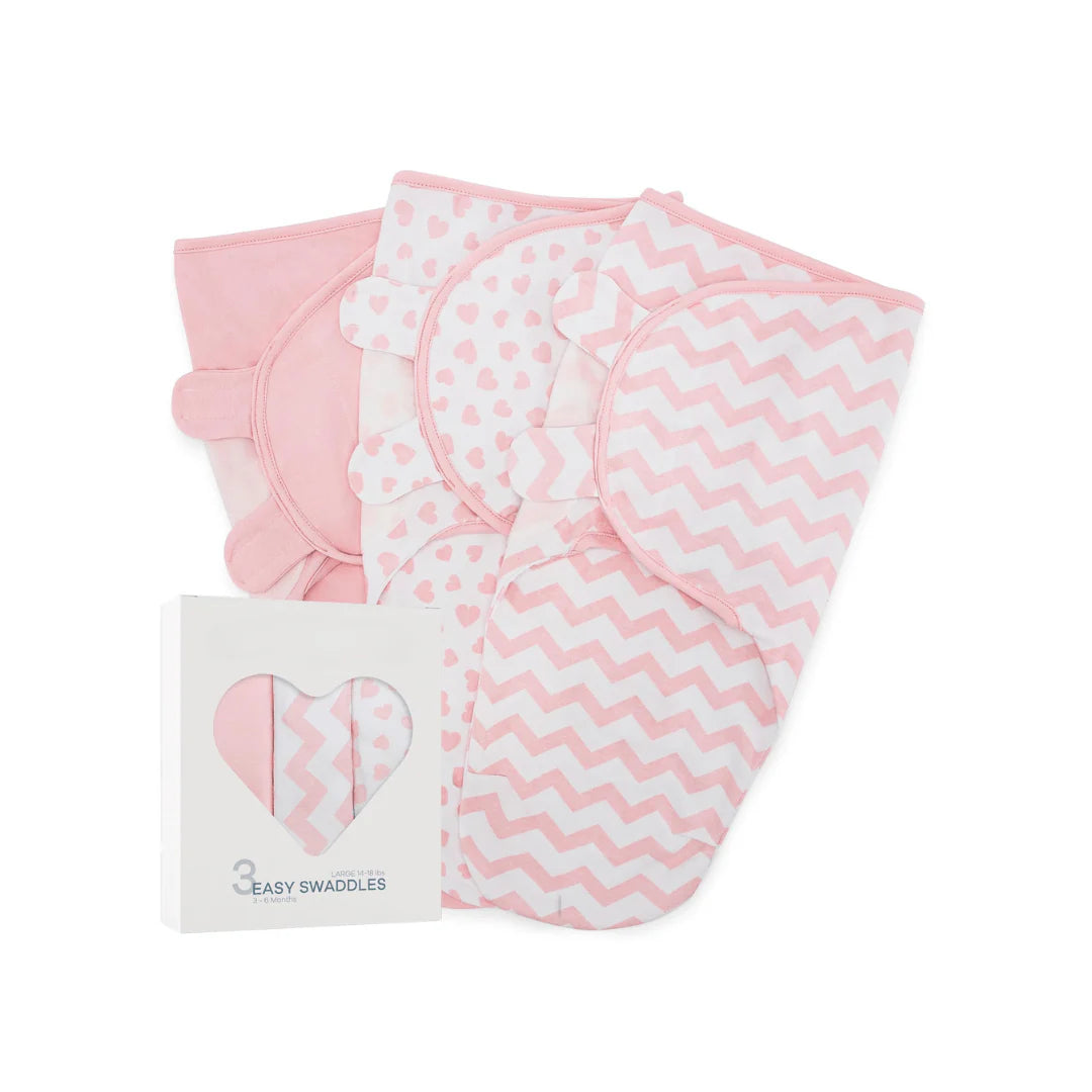 3-Pack Cotton Baby Swaddle Blankets with Velcro Closure, 0-6 Months