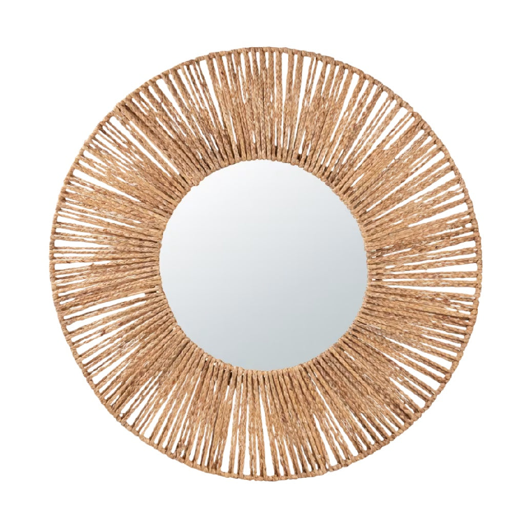 Miroir Rond en Jute Naturel avec Cadre Tressé