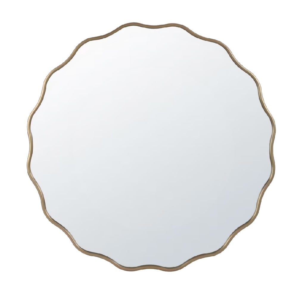 Miroir Rond Scallop avec Cadre Doré