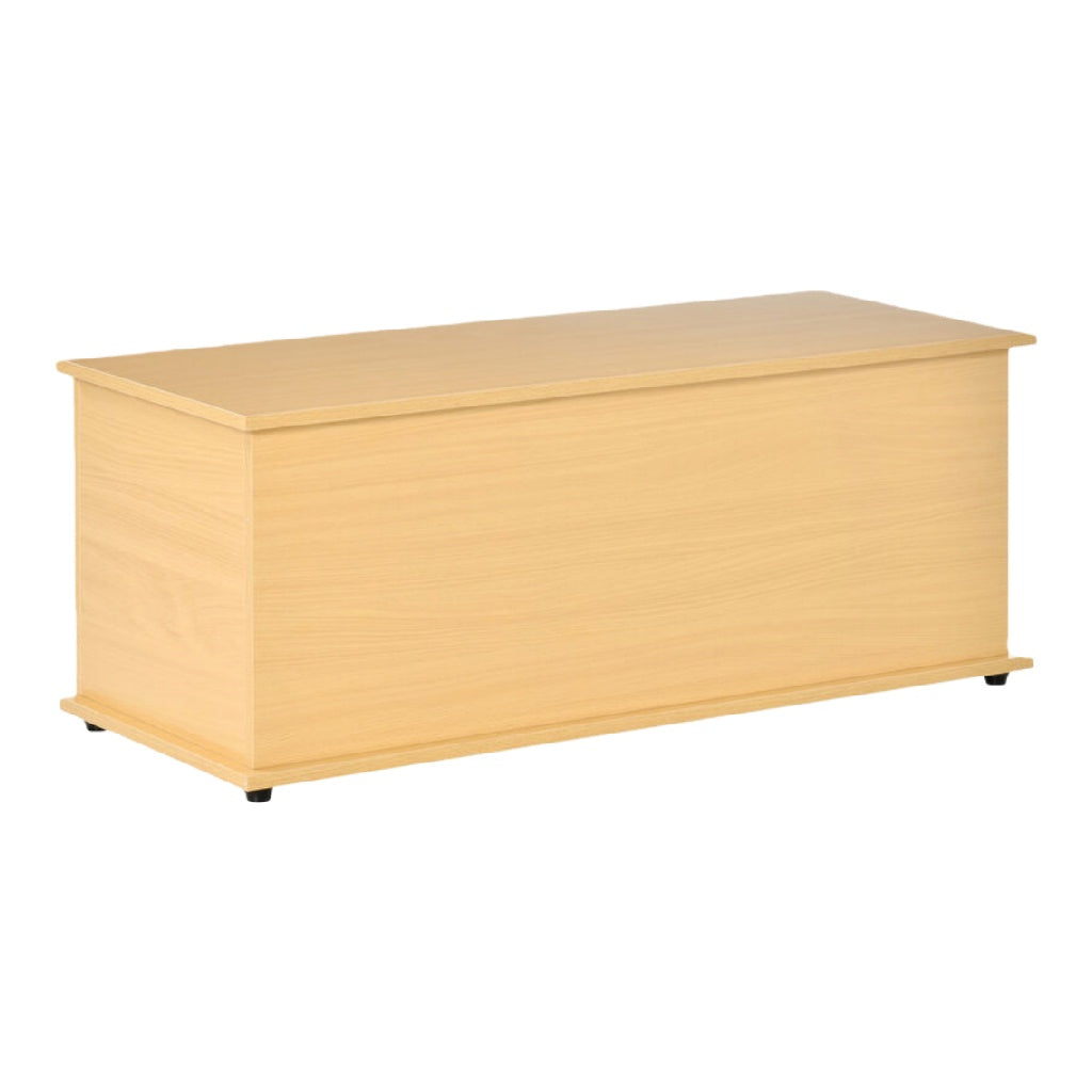 Boîte de rangement en bois clair avec couvercle et pieds