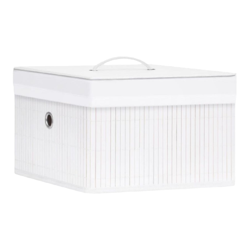 Boîte de rangement en tissu blanc avec poignée