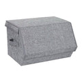 Boîte de rangement pliable en tissu gris avec poignées