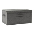 Boîte de rangement en tissu gris avec couvercle et poignées