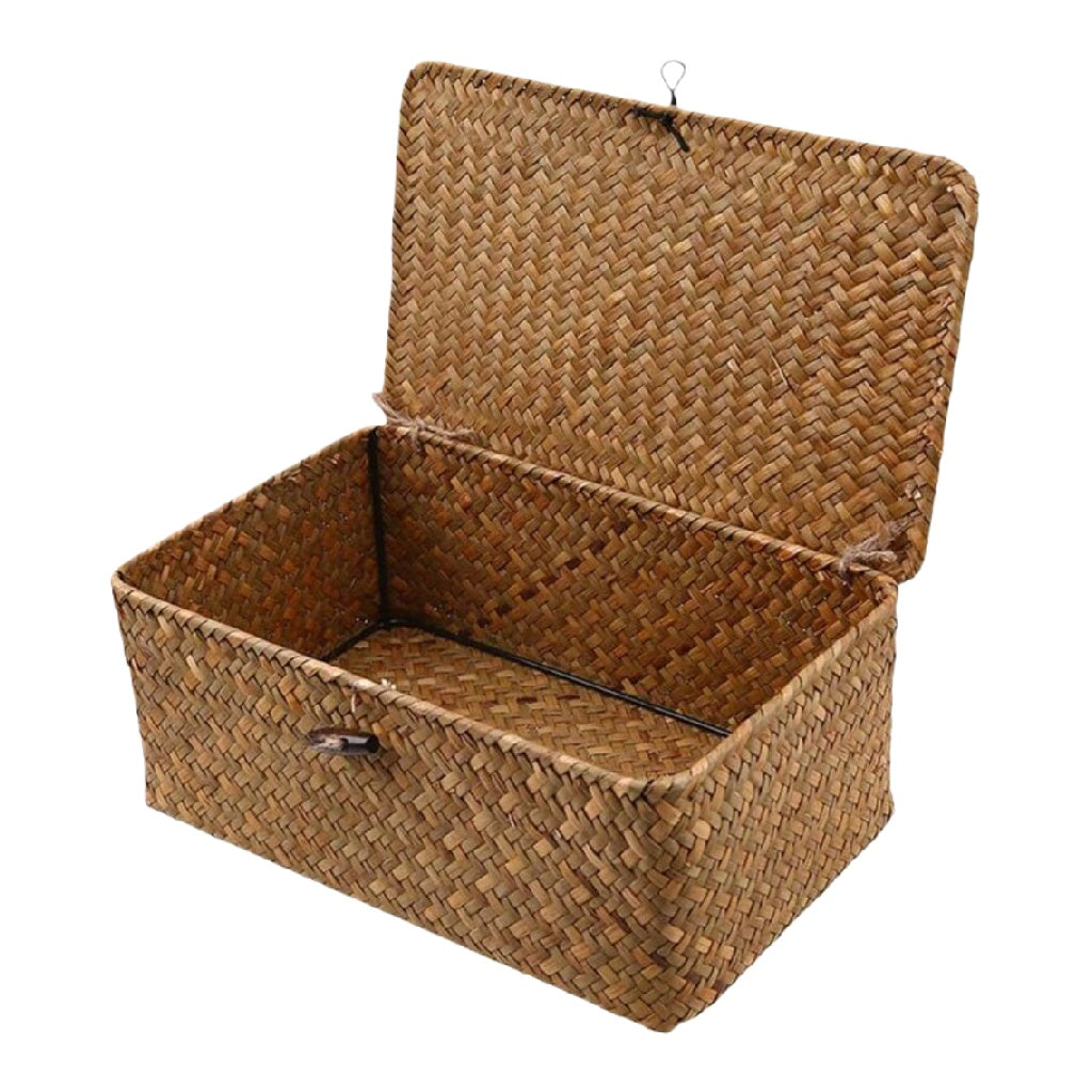 Panier de rangement en osier avec couvercle