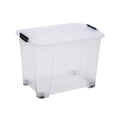 Boîte de rangement transparente avec couvercle et poignées noires
