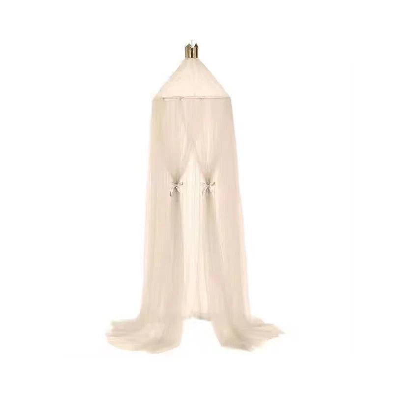 Round Crib Canopy with Dome Top, Mesh Curtain for Baby Nursery Decor