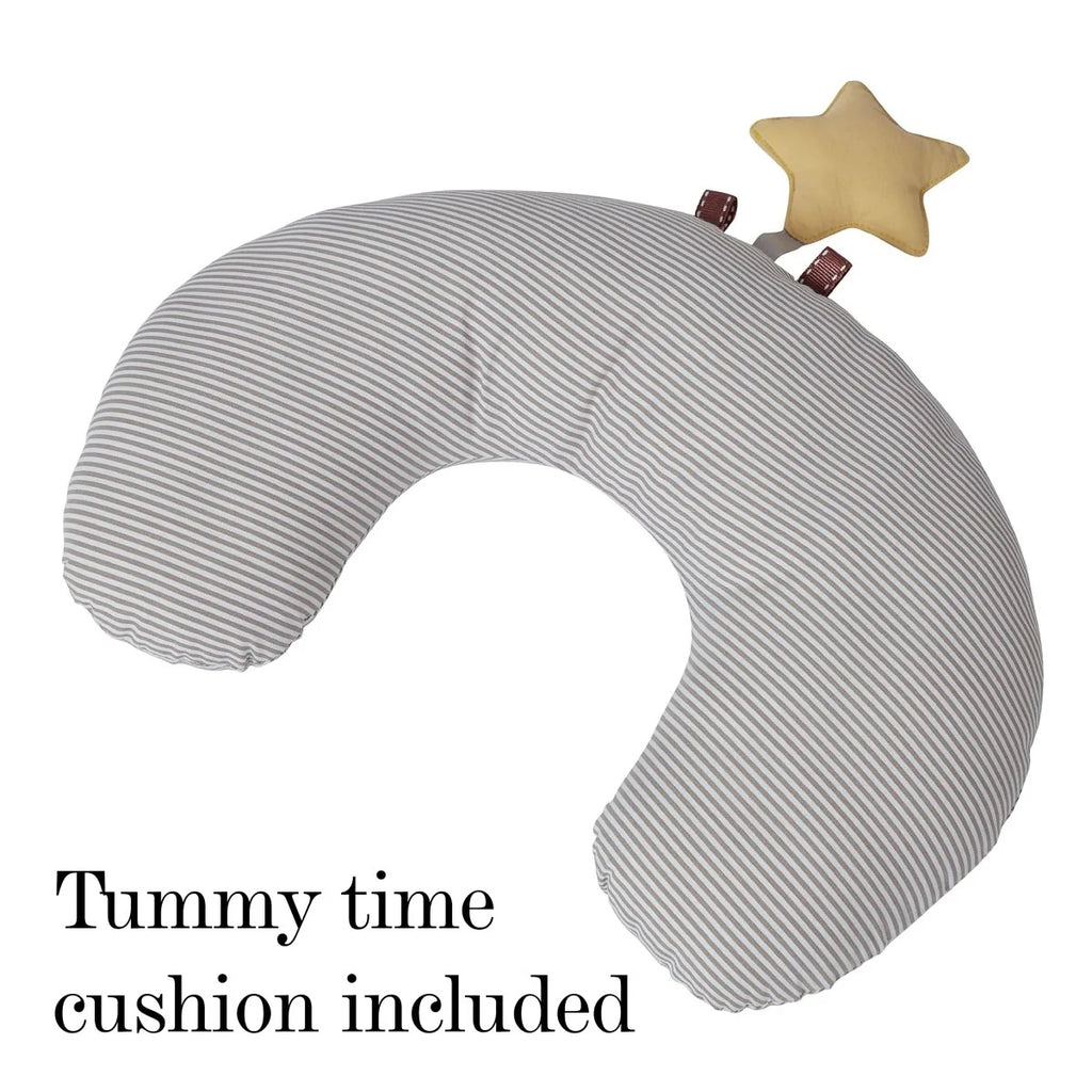 Organic Cotton Cozy Baby Playmat with Mirror, Tummy Pillow and 6 Toys