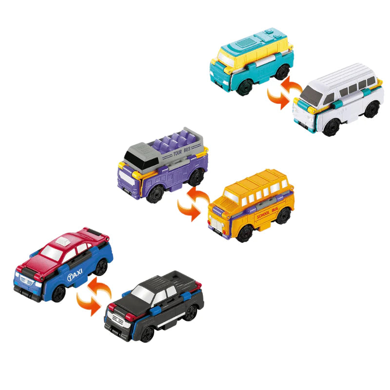 Transforming Flip Cars for Kids Dual-Sided Vehicle Toy for Ages 2-5