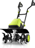 Electric Tiller, 15-Amp 18-Inch Width 9-Inch Depth Corded Tiller Cultivator 24 Durable Steel Tines Gardening Tiller with Adjustable Wheels Foldable Handle for Easy Soil Cultivation