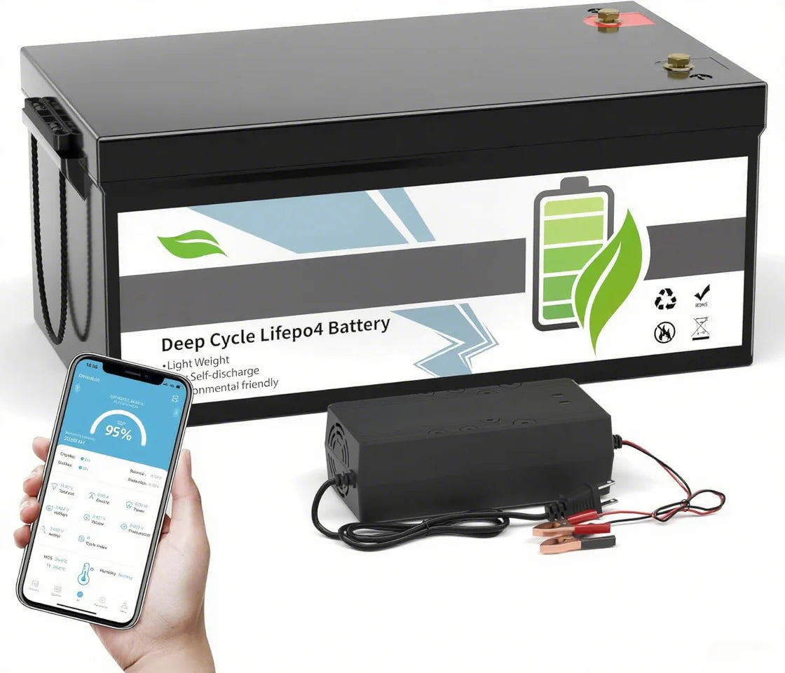 12V 100Ah LiFePO4 Battery, Rechargeabel Deep Cycle Lithium Batteries, 100A BMS with Low-Temp Protection, Perfect for RV, Solar, Boat, Marine, Trolling Motor